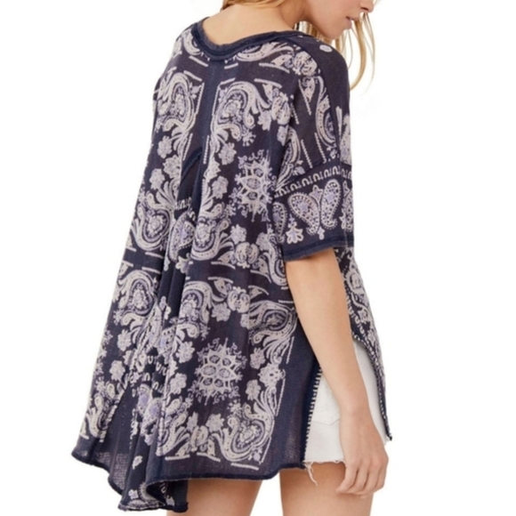 Free People No Matter What Paisley Paisley Cotton Oversized Top | Medium - Picture 4 of 13